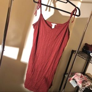 Red Adjustable Tie Strap Dress